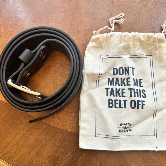 Blue Delta 53" Black Belt with Solid Brass Buckle – Men belt with bag - Picture 6 of 6